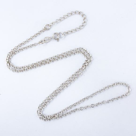 Vintage Sterling Silver 924 JCM Flat Round Link Chain Necklace 18”-20” - Picture 1 of 3